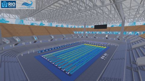 “奧林匹克游泳館（Estadio Aquatico Olimpico）”的完成效果圖（內部）
